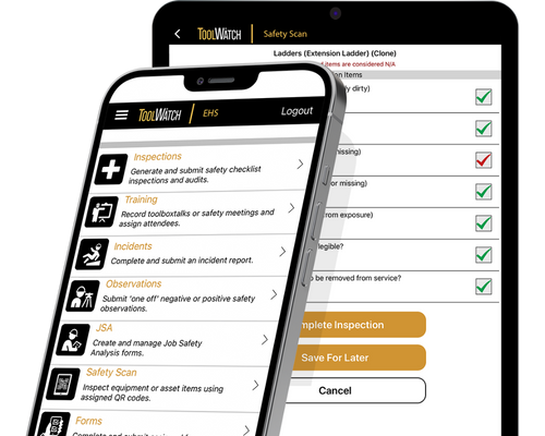 ToolWatch EHS solution mobile views